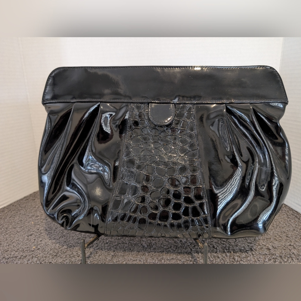 Chic Black Patent Leather Clutch